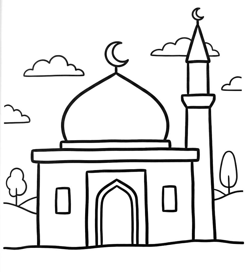 Yazdırılabilir Cami resim Boyama Sayfası