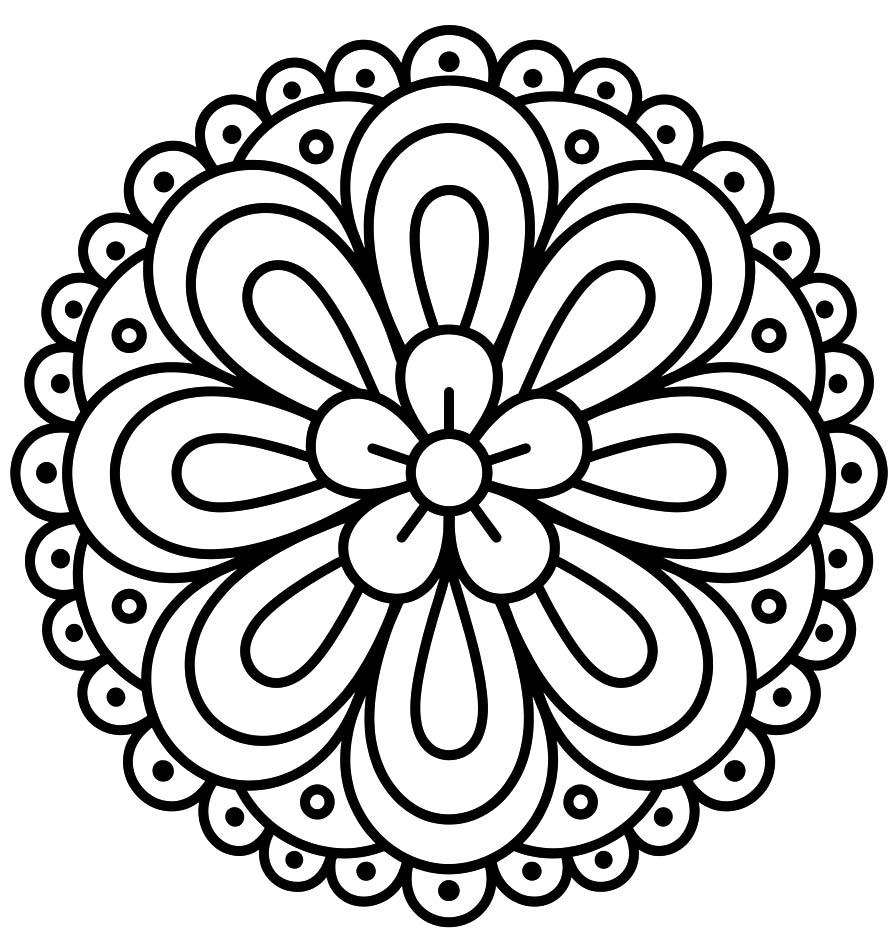 Yazdırılabilir Çiçek Mandala Çizim Boyama Sayfası