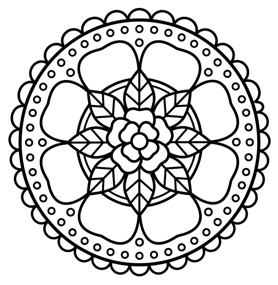 Yazdırılabilir Çiçek Mandala resim Boyama Sayfası