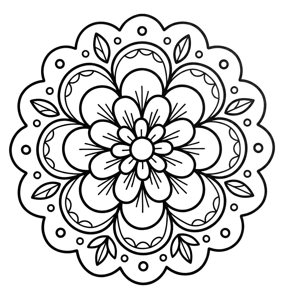 Yazdırılabilir Çiçek Mandala Boyama Sayfası