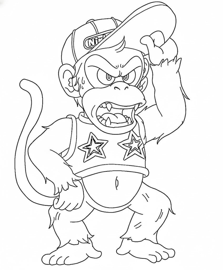 Yazdırılabilir Diddy Kong Boyama Sayfası