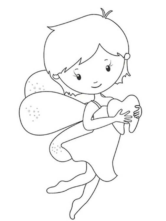 Yazdırılabilir Diş Perisi resim Boyama Sayfası