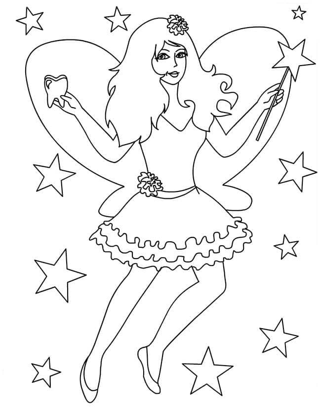 Yazdırılabilir Diş Perisi Boyama Sayfası