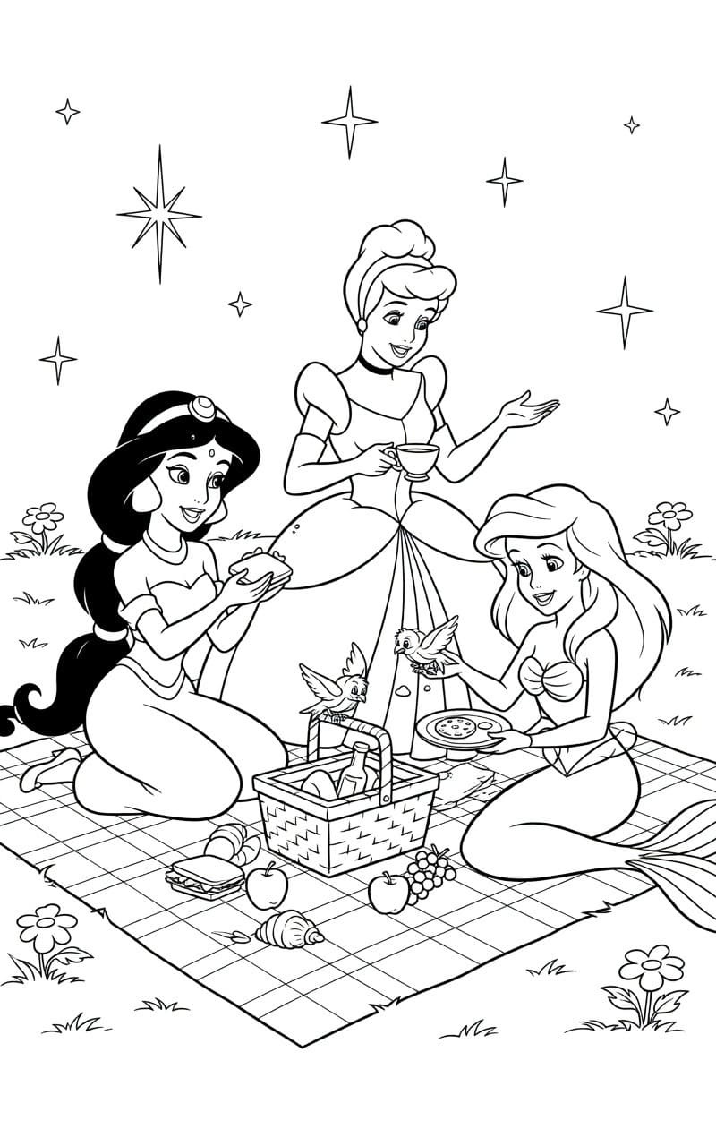 Yazdırılabilir Disney Prensesi Çizim Boyama Sayfası