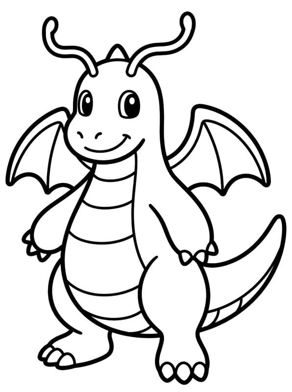 Yazdırılabilir Dragonite Çizim Boyama Sayfası