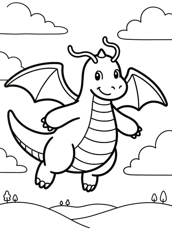 Yazdırılabilir Dragonite resim Boyama Sayfası