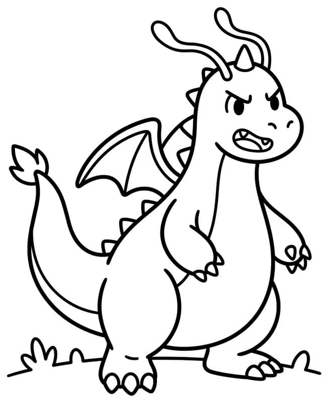 Yazdırılabilir Dragonite Boyama Sayfası