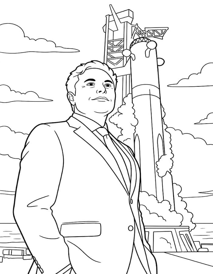 Yazdırılabilir Elon Musk Çizim Boyama Sayfası
