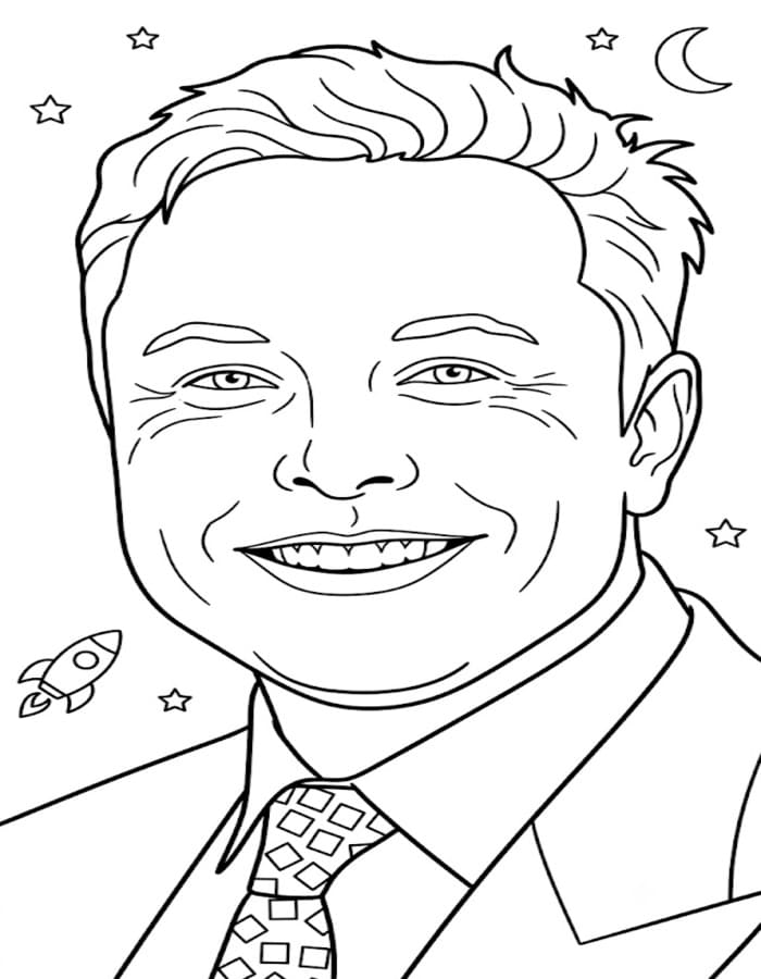 Yazdırılabilir Elon Musk resim Boyama Sayfası