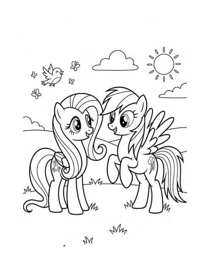 Yazdırılabilir Fluttershy Çizim Boyama Sayfası