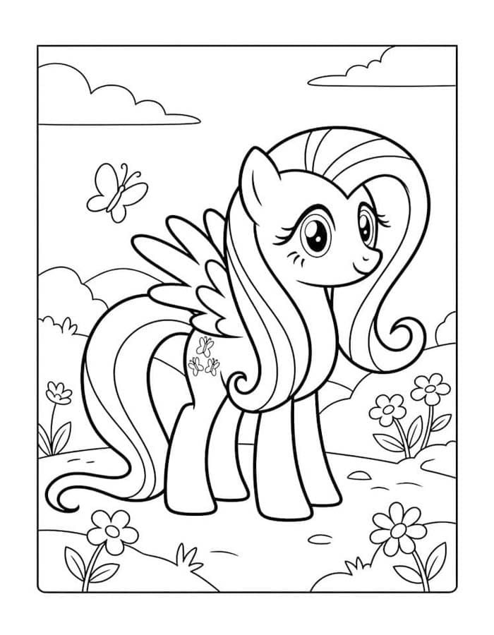 Yazdırılabilir Fluttershy resim Boyama Sayfası