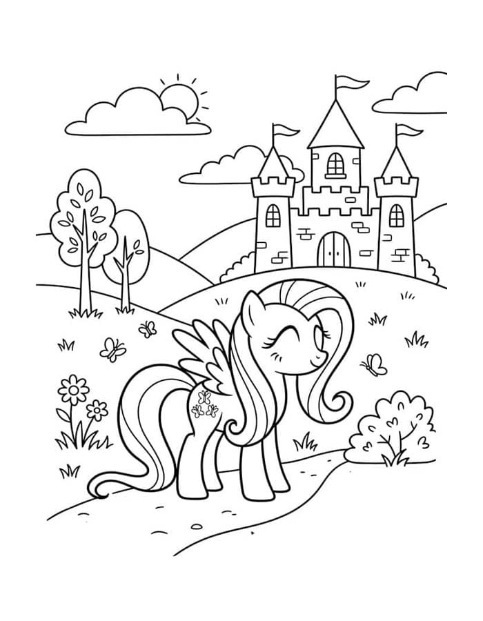 Yazdırılabilir Fluttershy Boyama Sayfası