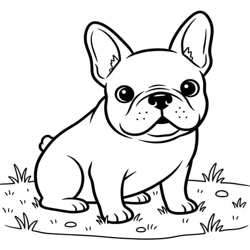 Yazdırılabilir Fransız Bulldog Çizim Boyama Sayfası