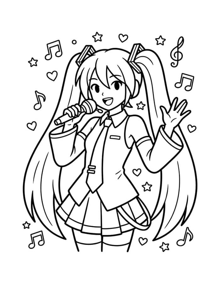 Yazdırılabilir Hatsune Miku resim Boyama Sayfası