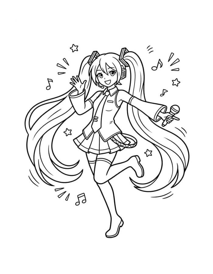 Yazdırılabilir Hatsune Miku Boyama Sayfası