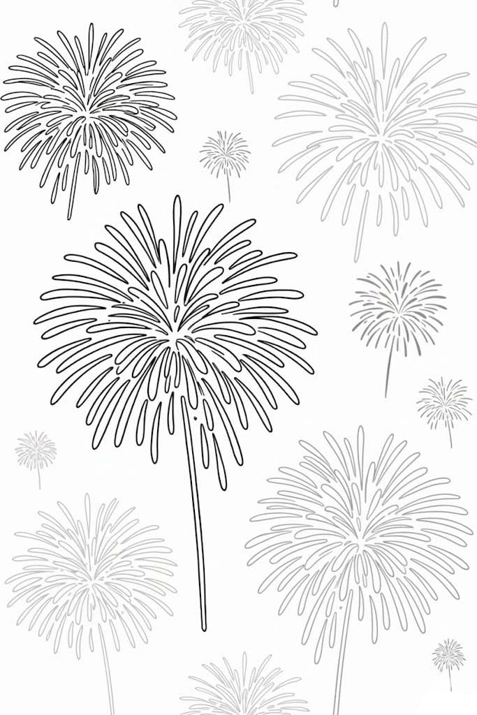 Yazdırılabilir Havai Fişekler Boyama Sayfası