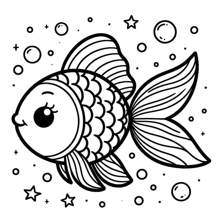 Yazdırılabilir Japon Balığı Boyama Sayfası