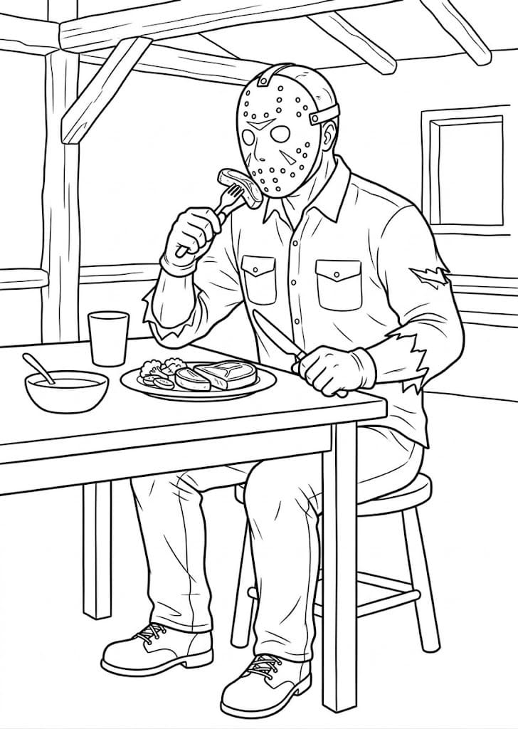 Yazdırılabilir Jason Voorhees Çizim Boyama Sayfası