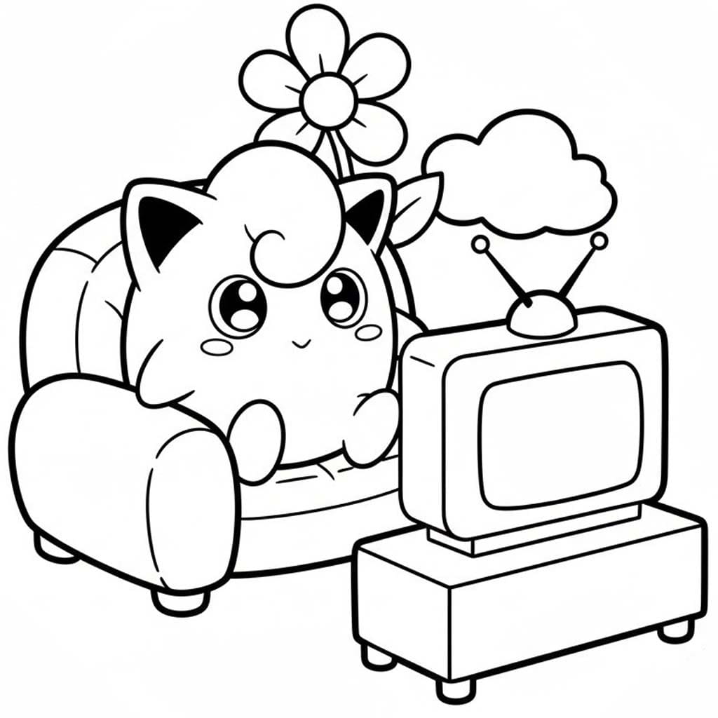 Yazdırılabilir Jigglypuff Çizim Boyama Sayfası