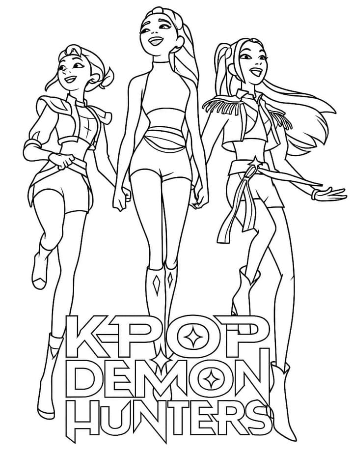 Yazdırılabilir KPop Demon Hunters Boyama Sayfası
