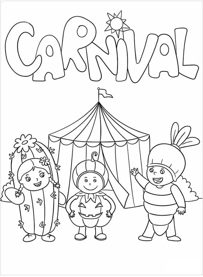 Yazdırılabilir Karnaval Çizim Boyama Sayfası