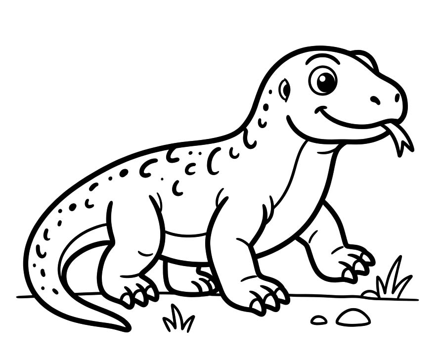 Yazdırılabilir Komodo Ejderi Çizim Boyama Sayfası