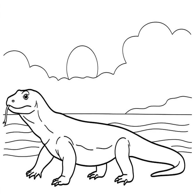 Yazdırılabilir Komodo Ejderi resim Boyama Sayfası