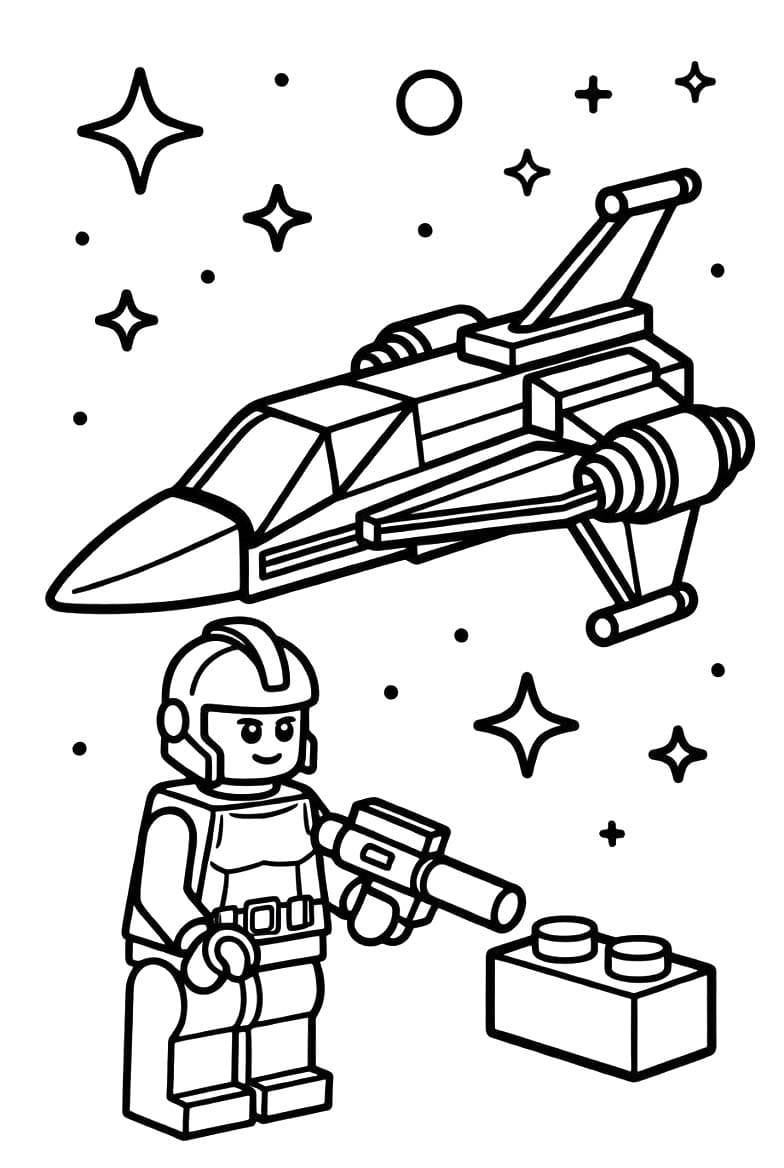 Yazdırılabilir Lego Yıldız Savaşları Çizim Boyama Sayfası