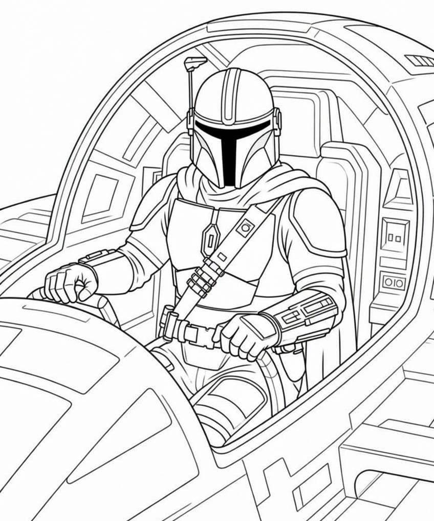 Yazdırılabilir Mandalorian Çizim Boyama Sayfası
