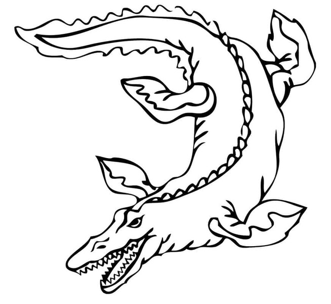 Yazdırılabilir Mosasaurus Çizim Boyama Sayfası