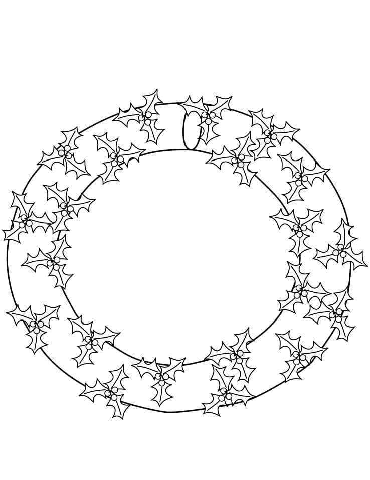 Yazdırılabilir Noel Çelengi Boyama Sayfası