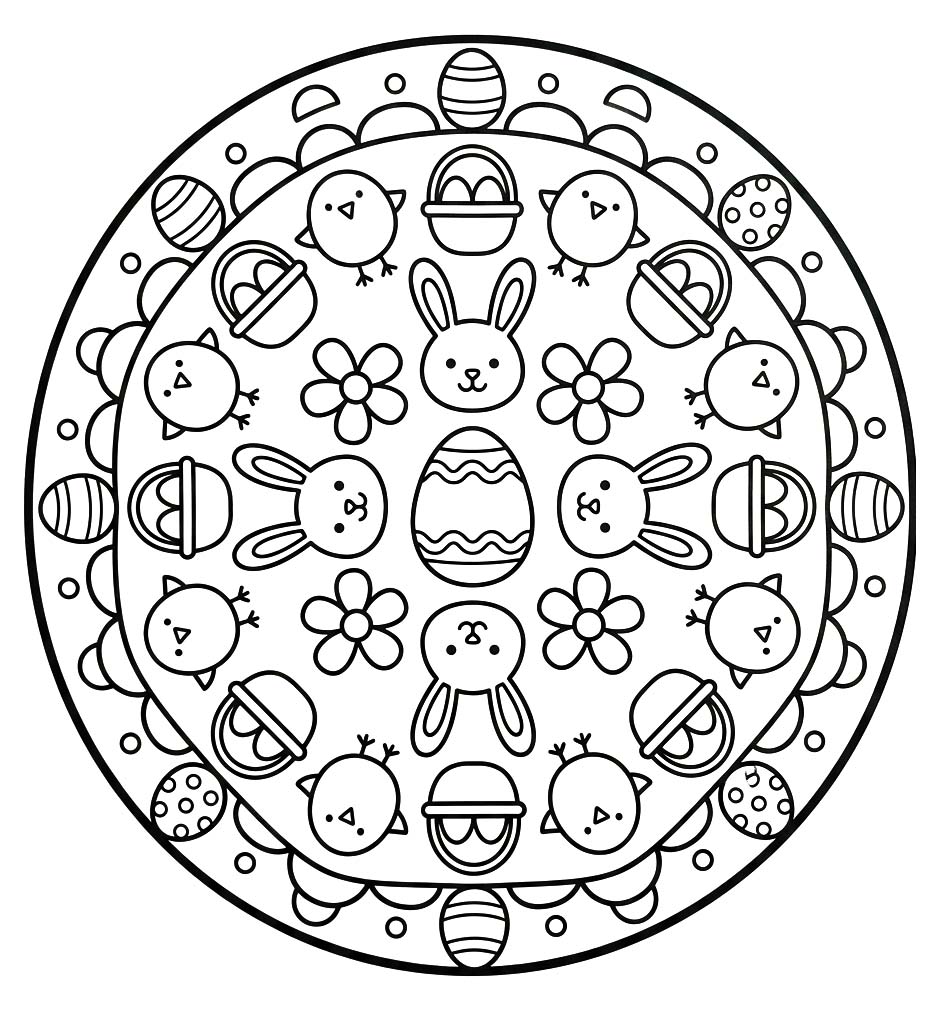 Yazdırılabilir Paskalya Mandala resim Boyama Sayfası
