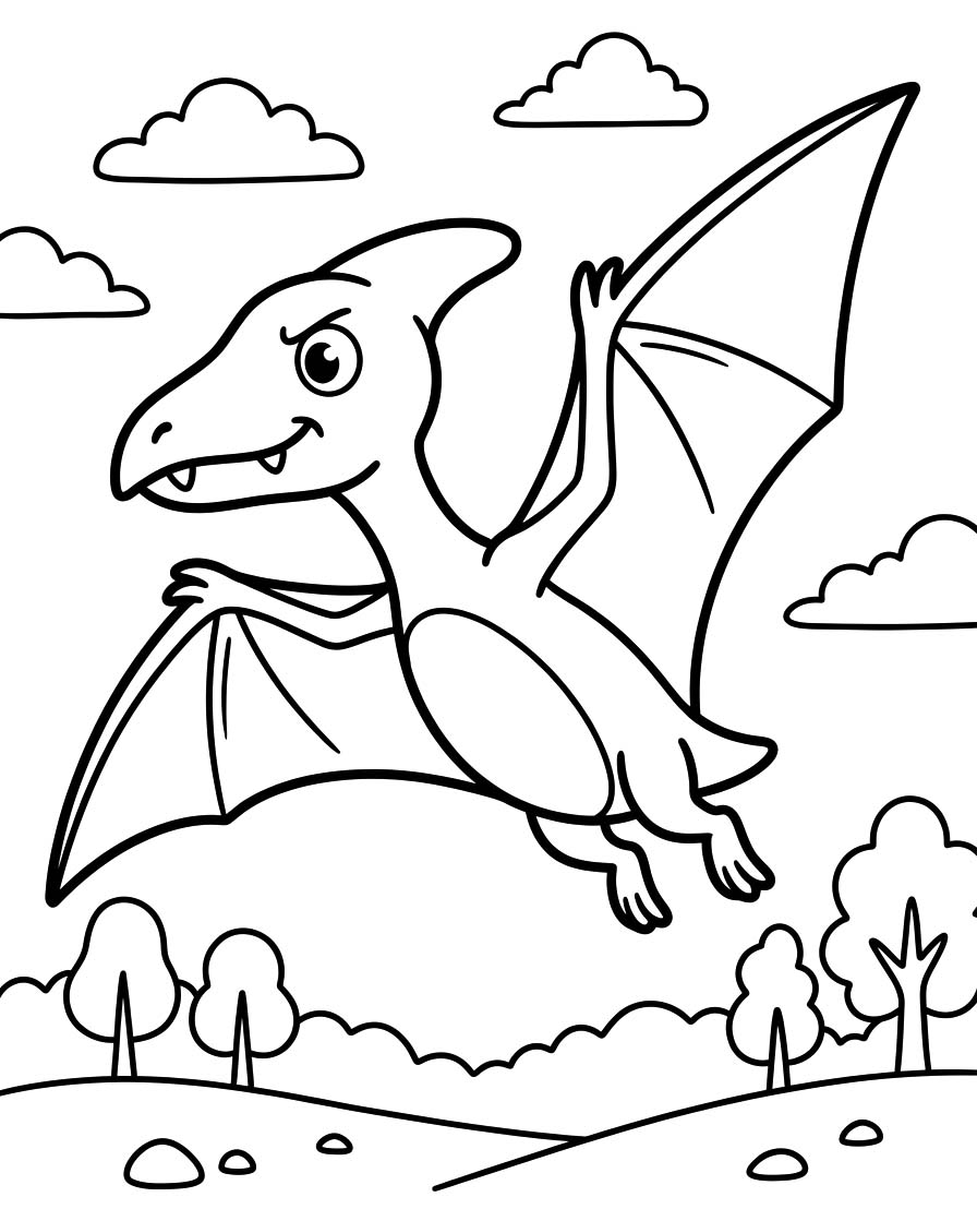 Yazdırılabilir Pterodaktil resim Boyama Sayfası