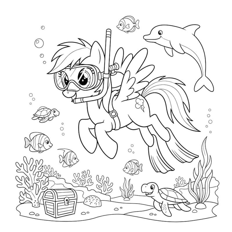 Yazdırılabilir Rainbow Dash Çizim Boyama Sayfası