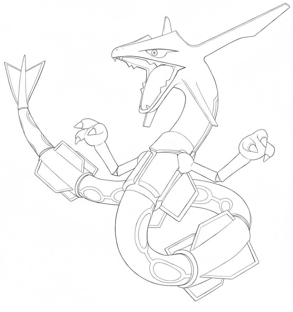 Yazdırılabilir Rayquaza Boyama Sayfası
