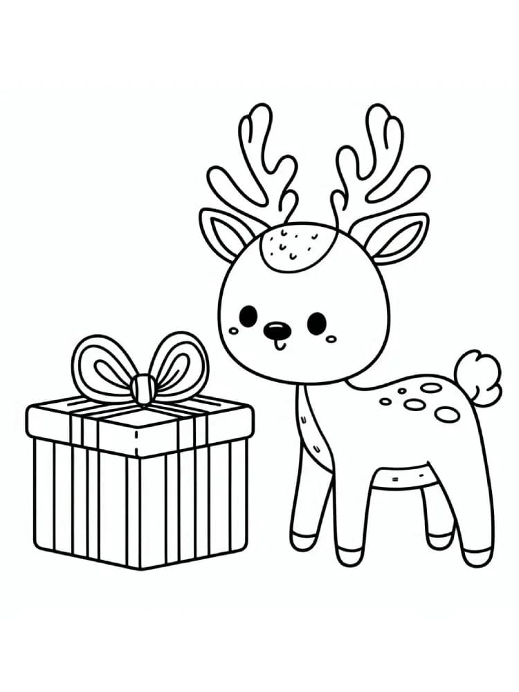 Yazdırılabilir Ren Geyiği Çiz Boyama Sayfası