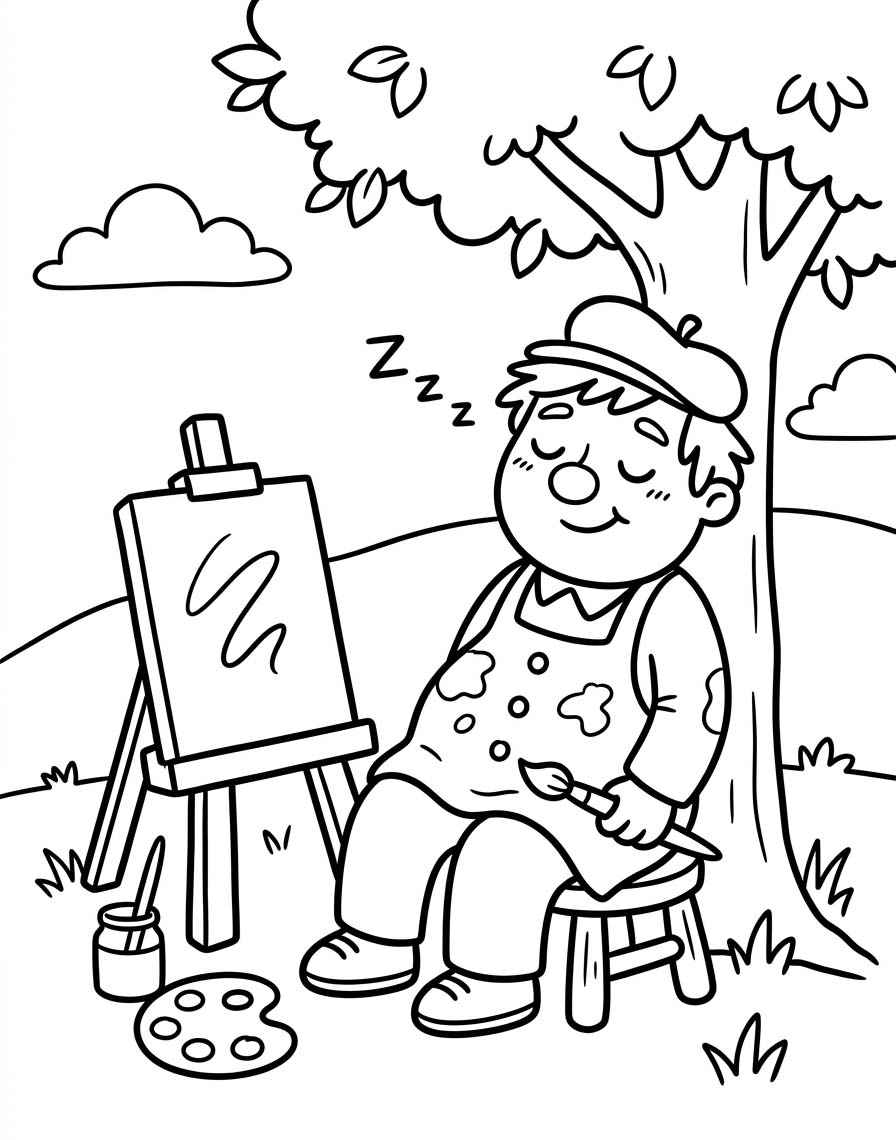 Yazdırılabilir Ressam Çizim Boyama Sayfası