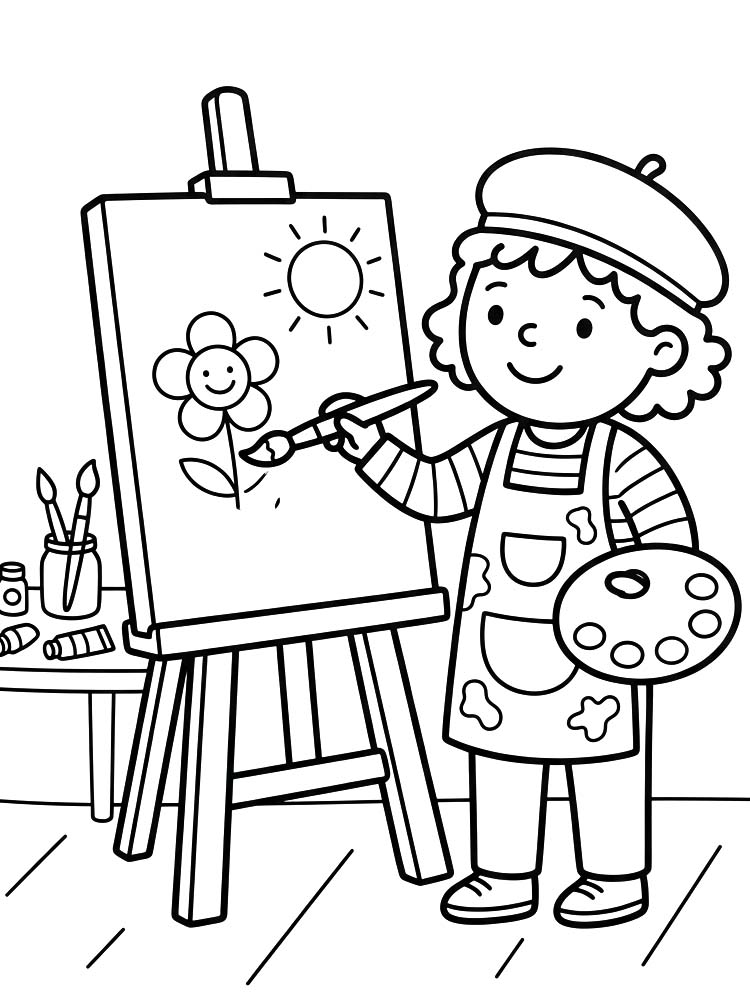 Yazdırılabilir Ressam resim Boyama Sayfası