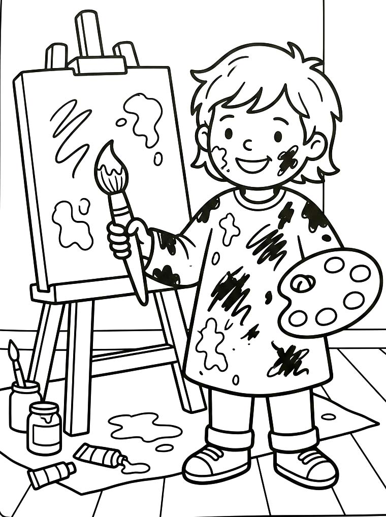 Yazdırılabilir Ressam Boyama Sayfası
