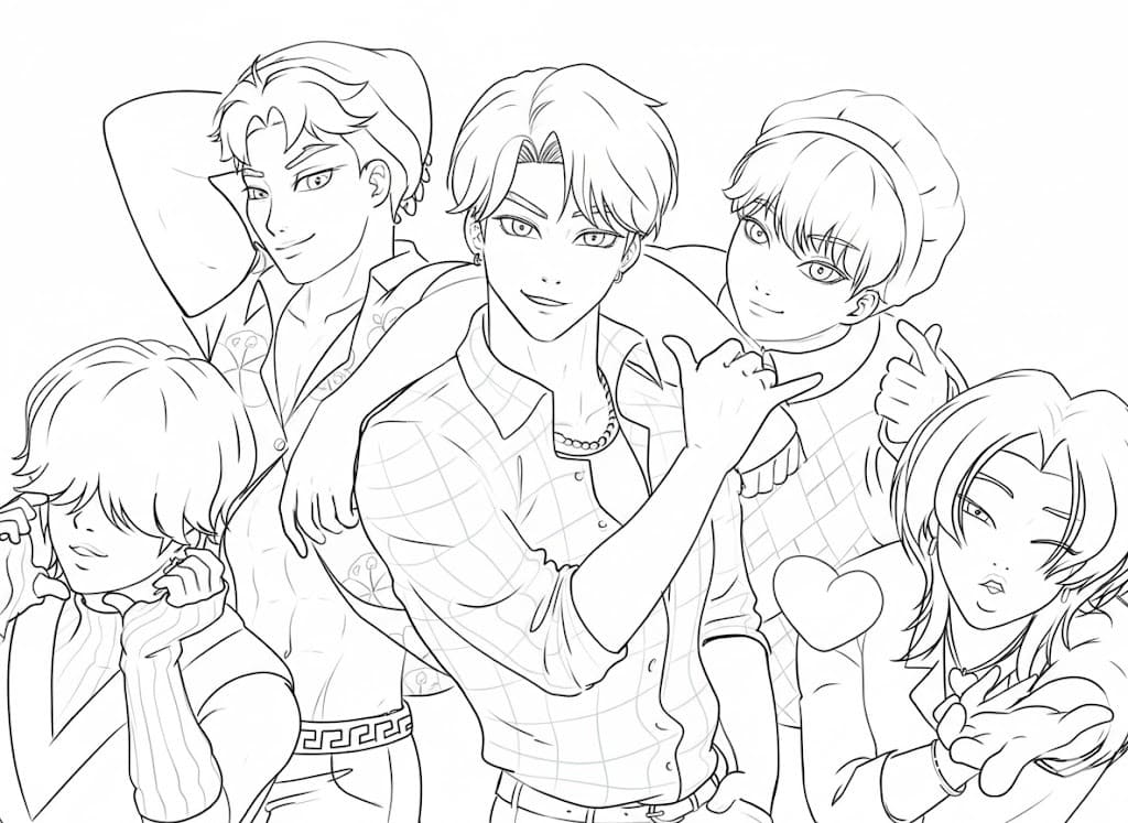 Yazdırılabilir Saja Boys Boyama Sayfası