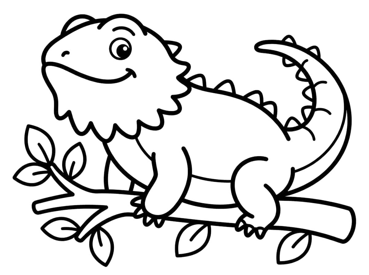 Yazdırılabilir Sakallı Ejderha Çizim Boyama Sayfası