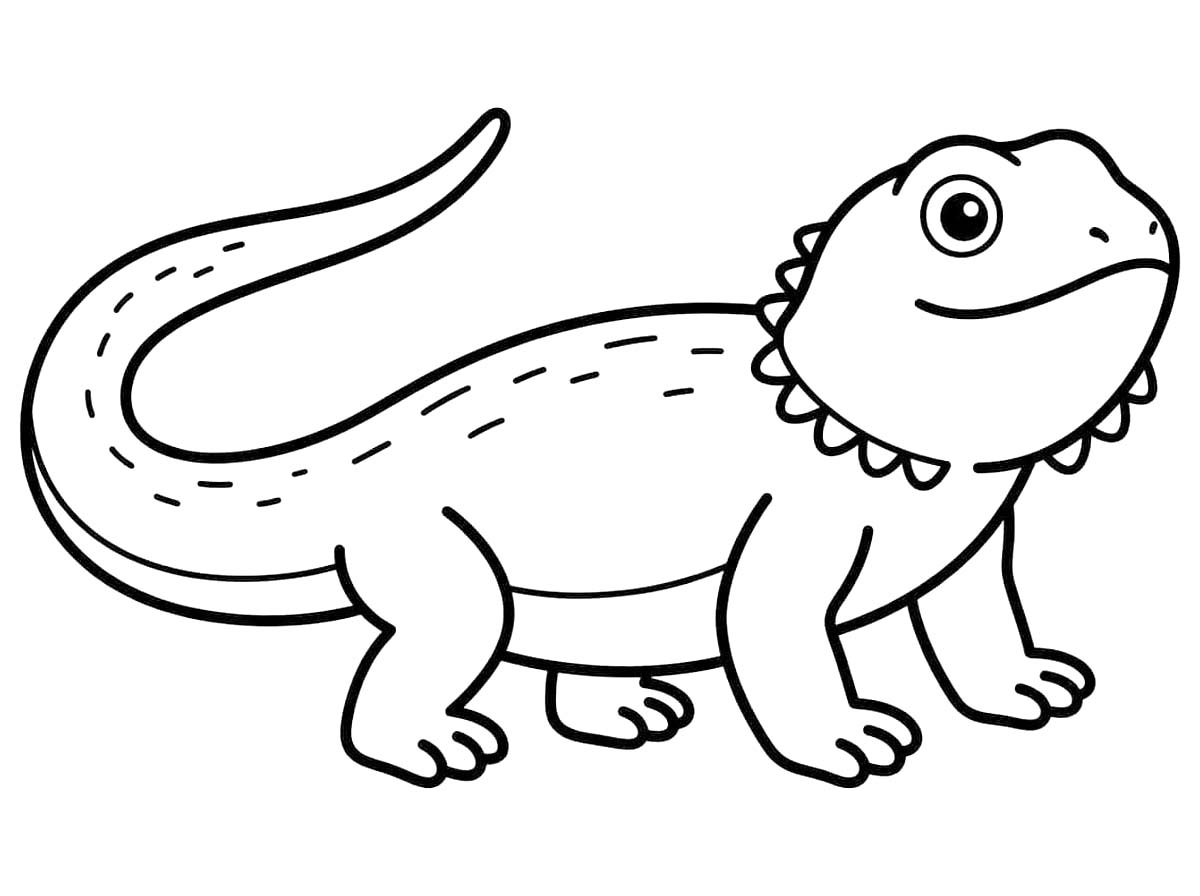 Yazdırılabilir Sakallı Ejderha Boyama Sayfası