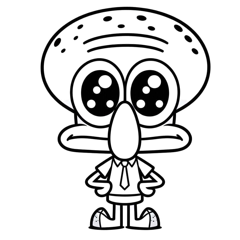 Yazdırılabilir Squidward Dokunaç Boyama Sayfası