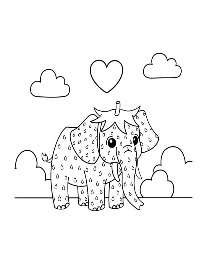 Yazdırılabilir Strawberry Elephant Çizim Boyama Sayfası