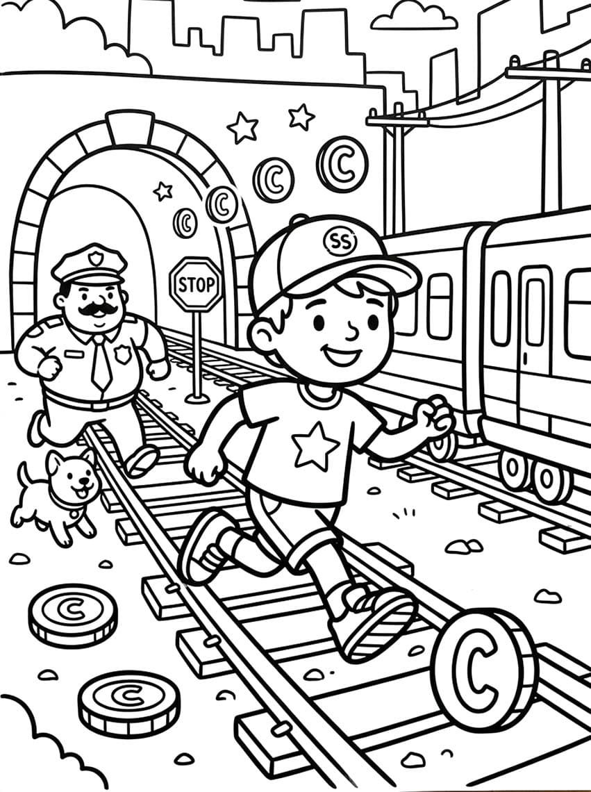 Yazdırılabilir Subway Surfers resim Boyama Sayfası