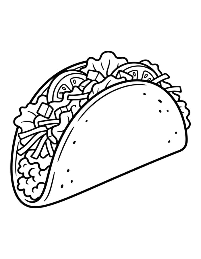 Yazdırılabilir Taco Çizim Boyama Sayfası