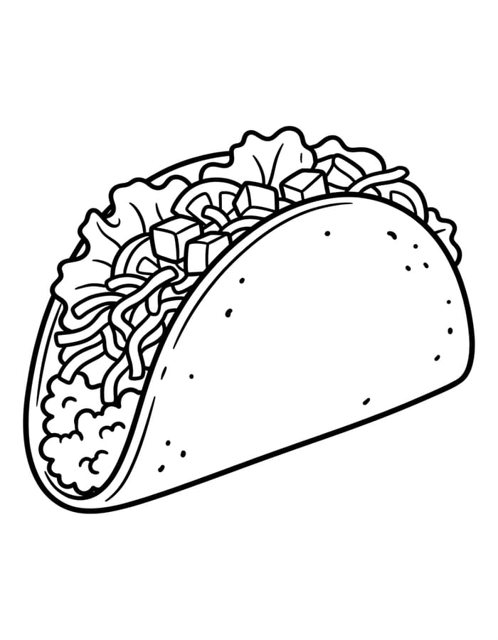 Yazdırılabilir Taco resim Boyama Sayfası