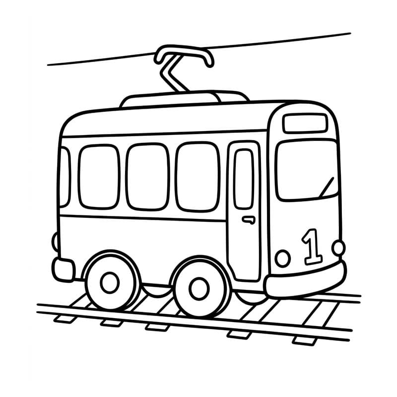 Yazdırılabilir Tramvay Çizim Boyama Sayfası