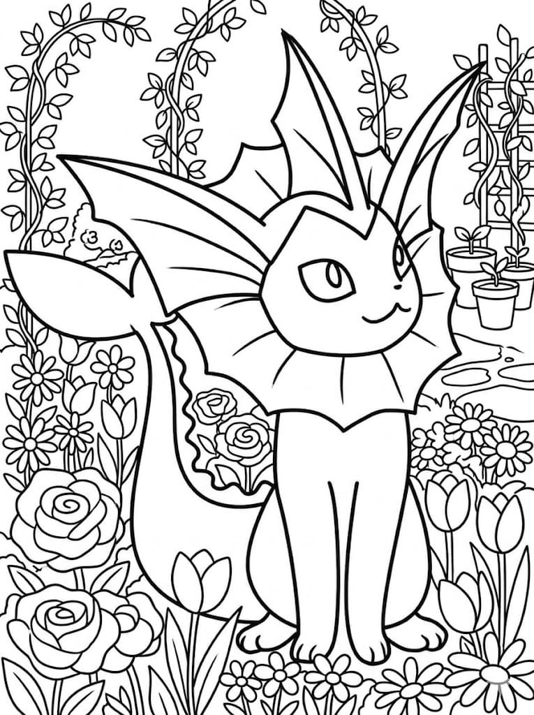 Yazdırılabilir Vaporeon Çizim Boyama Sayfası