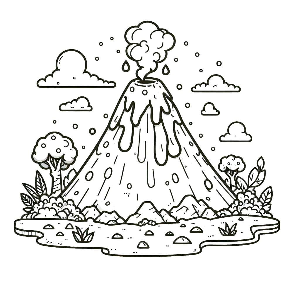 Yazdırılabilir Yanardağ Boyama Sayfası